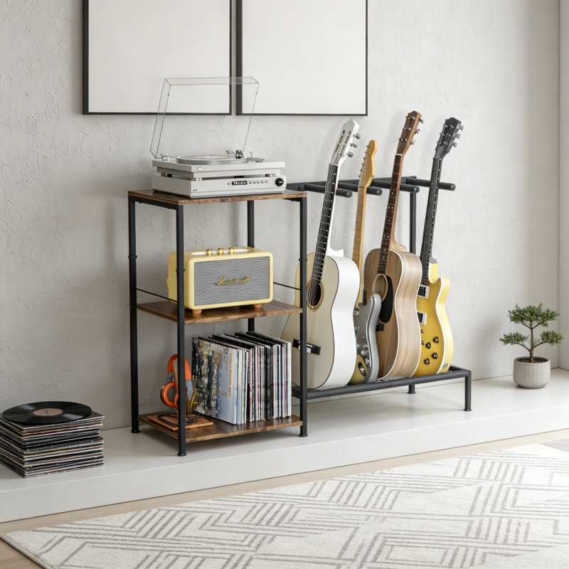 Support de guitare pour 4 tablettes réglables à 3 niveaux