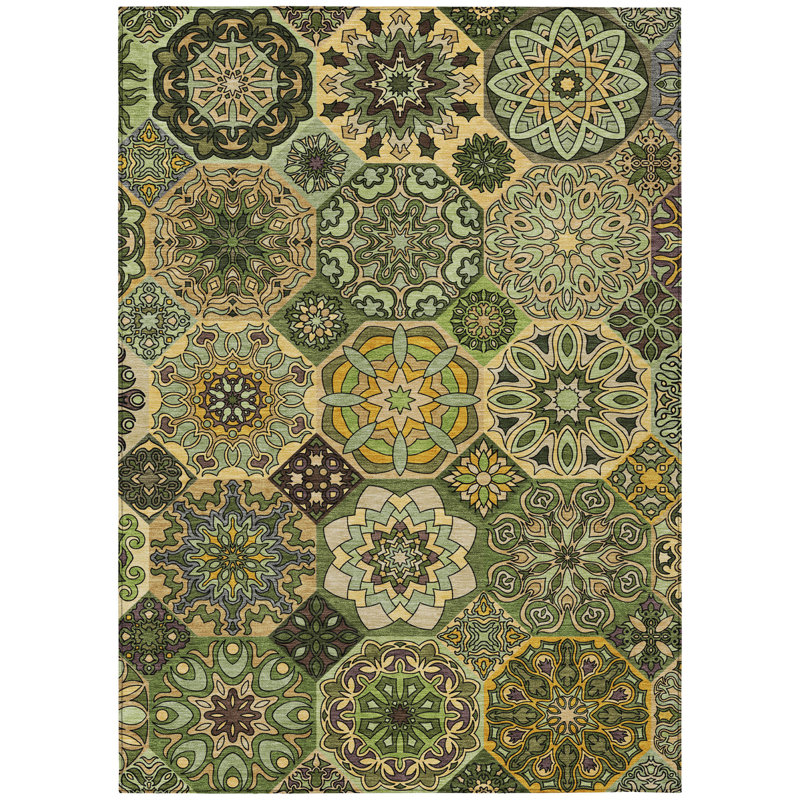 Machine Washable Indoor/Outdoor Chantille ACN2729 Americana Rug, Green, 9' x 12'