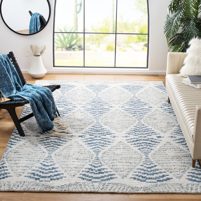 Tapis géométrique en laine noué à la main Simeon, Rectangle 9 pi x 12 pi