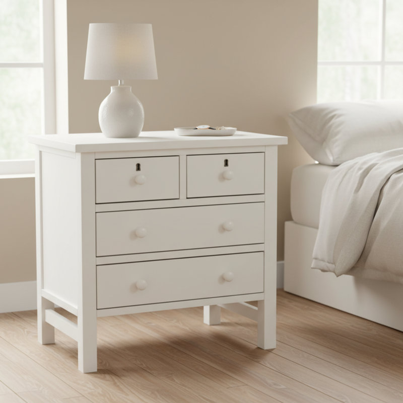Adelinah 4-Drawer Storage Nightstand, Antique White