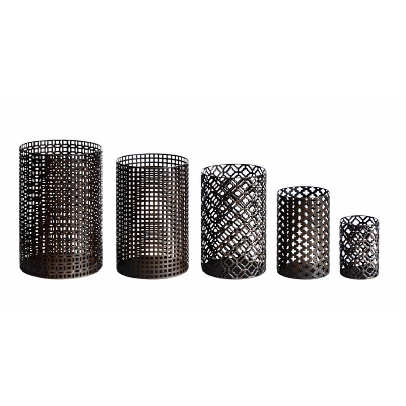 Ensemble de 5 petits porte-votives en métal