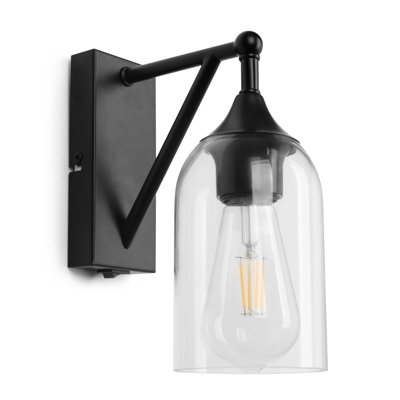 Bowles Black Metal Switched 1-light Industrial Style Wall Sconce