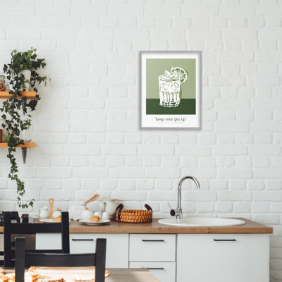 Giclée encadrée «Green Keep Your Gin Up» par Designed