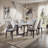 Amaryia Trestle Dining Table in Weathered Gray,Dining table,Kitchen table with marble top