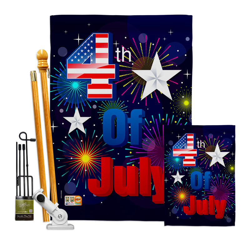 Fireworks July 4th Impressions Decorative 2-Sided Polyester 40 x 28 in. Flag Set