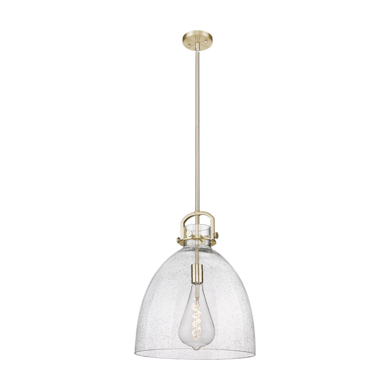 Luminaire suspendu 1 lumière Badillo, Grainé, Nickel poli, H 11,75 po x l 8 po x P 8 po