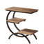 Table moderne en forme de C avec utilitaire à trois niveaux, finition noir mat, plateau brun foncé, convient aux coins serrés de la maison et structure réglable, chambre ou salon de H 25,66 po x l 23,52 po x l 11,88 po