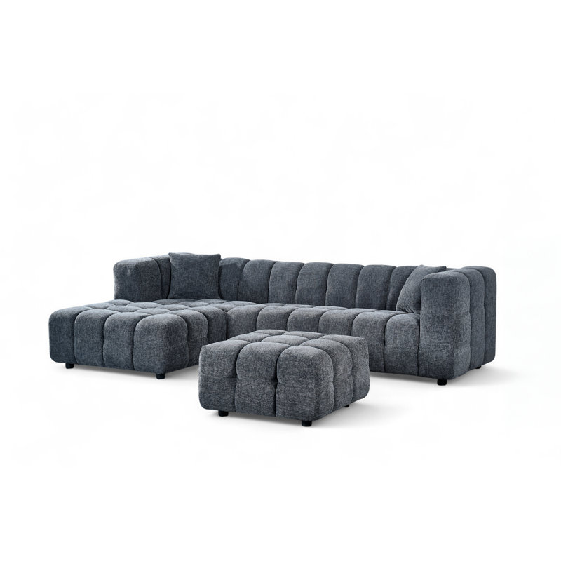 5 Seater Corner Sofa , Blue, Left Hand Facing
