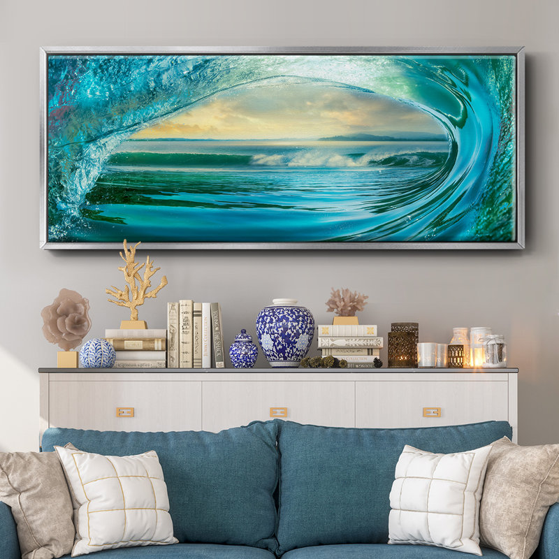 Big Wave- Framed Canvas, 20" H x 50" W