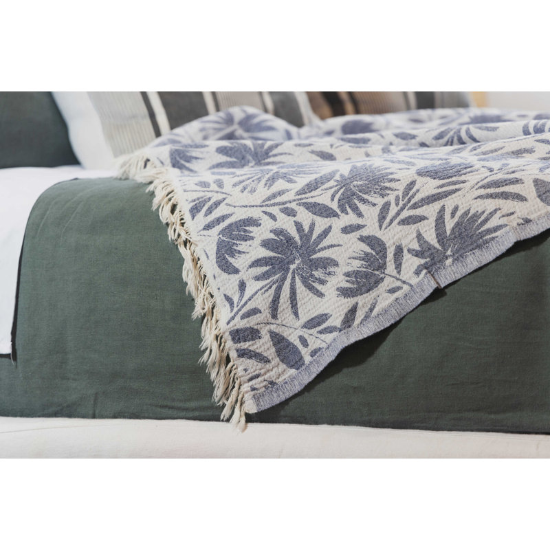 Couverture en mousseline réversible Antalya Whimsy, Marine