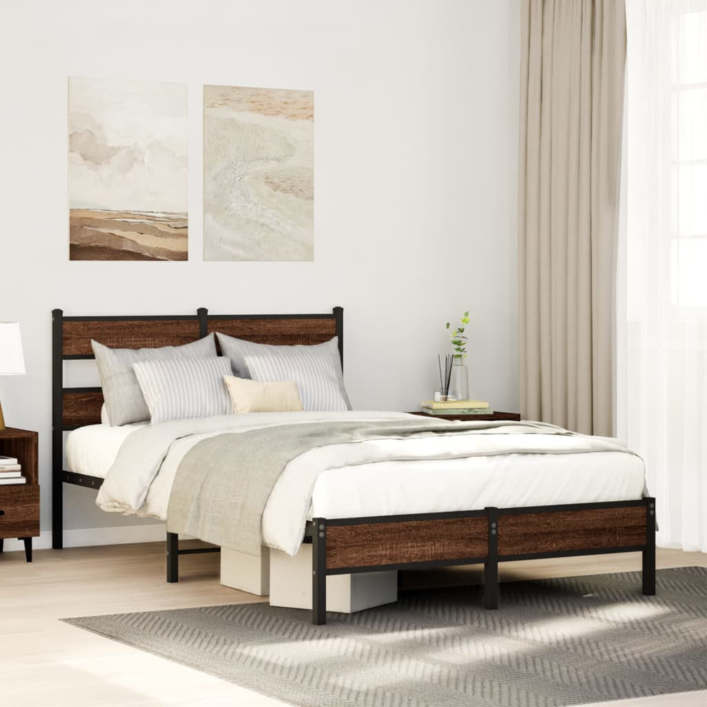 Vidaxl Bed Frame Without Mattress Brown Oak 80X200 Cm Engineered Wood