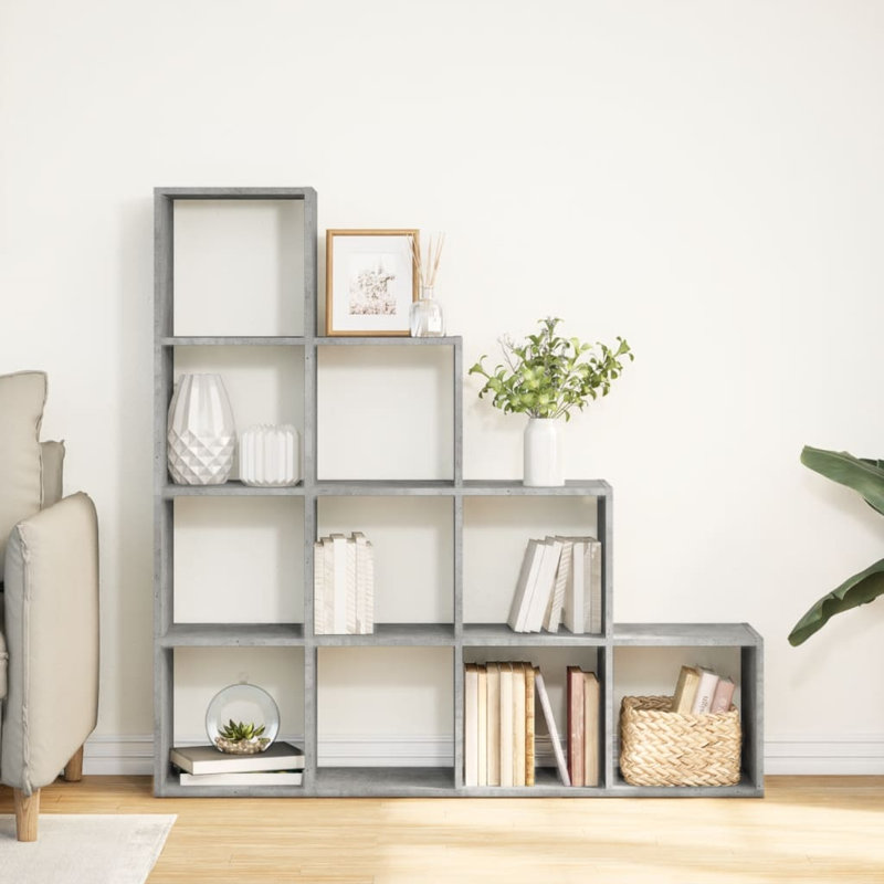Bibliothèque paravent vidaXL, (4 tablettes) H 51,8 po x l 51,8 po x P 11,4 po, Gris béton