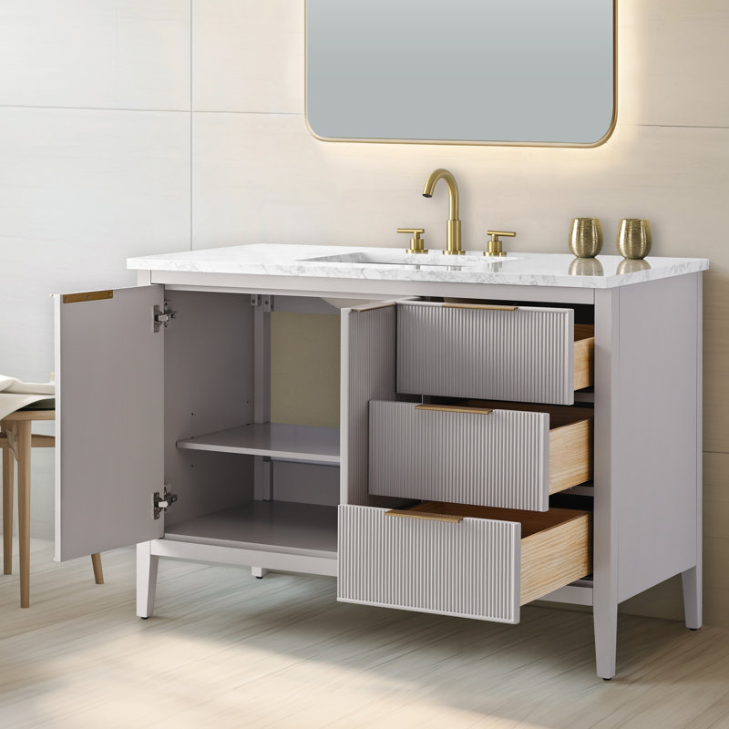Emma 48" W Single Vanity, Taupe/Brushed Bronze