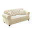 Velours rembourré 2 places beige / blanc de style moderne Mid-Century 63 po avec boutons roulés, garniture cloutée, structure de pin stable, contreplaqué