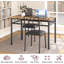 5-Piece Dining Set for 4, Rectangular Table with 4 Upholstered Metal Chairs, Rustic Gray-Brown, Small Apartment-784191987-784191984