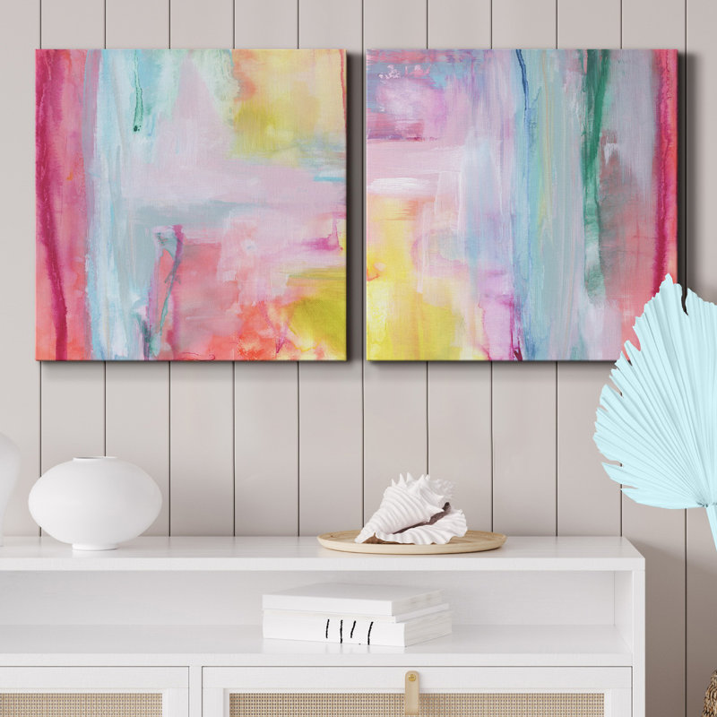 Rainbow's Edge I - Ensemble de 2 reproductions sur toiles tendues, H 32 po x l 64 po x P 1,5 po