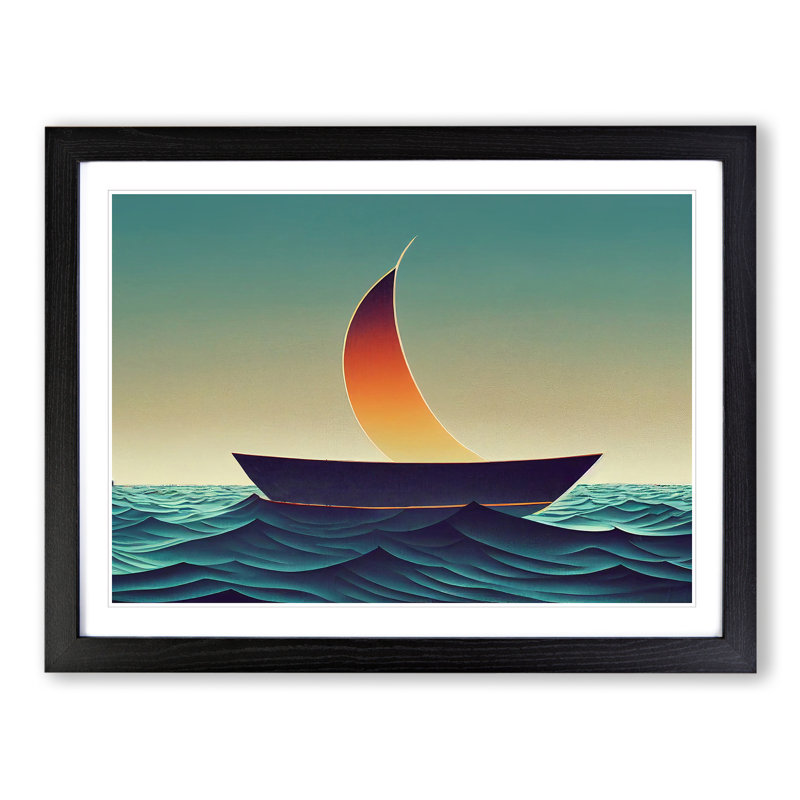 Glowing Sailing Boat - Framed Print