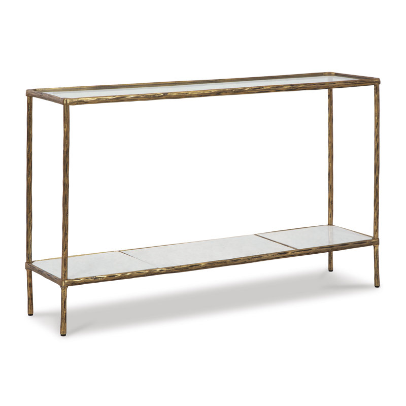 Hanriette 52'' Glass Top Console Table, Antiqued Brass