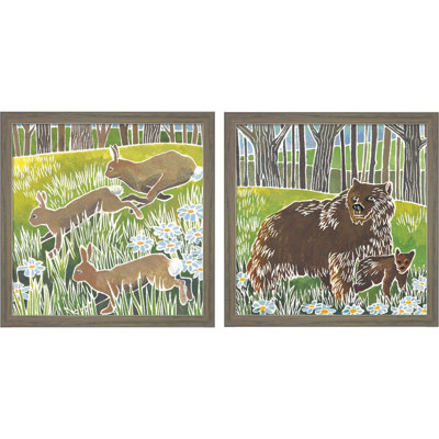 «Wild Woodland» par Kathrine Lovell - ensemble de 2 impressions encadrées