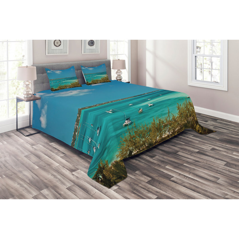 Coastal Polyester Coverlet, King Bedspread + 2 Shams