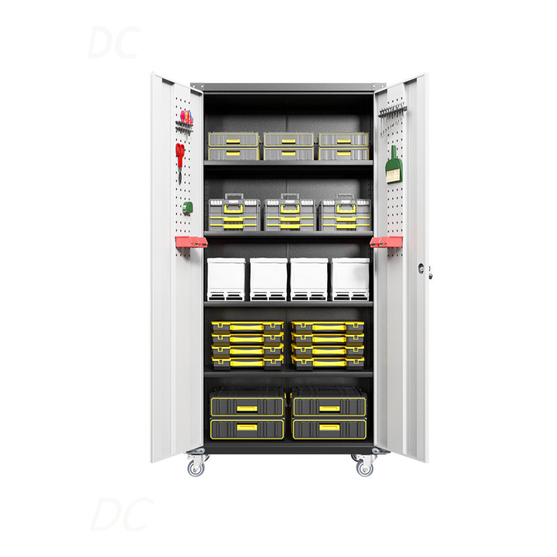 Armoires de rangement pour garage avec portes verrouillables et 4 tablettes réglables, buffet
