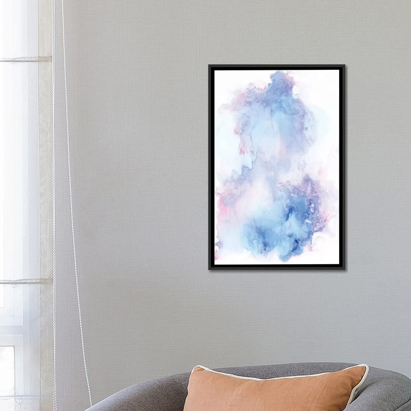 « coton bonbon », impression sur toile, H 26 po x l 18 po x P 1,5 po, Toile avec cadre noir, Pas de tapis