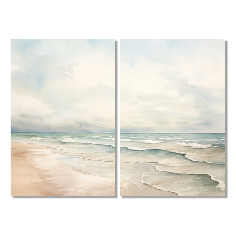 «Soft Color Beach Horizon IV», art mural beige, H 36 po x l 48 po, Toile tendue, Ne s’applique pas