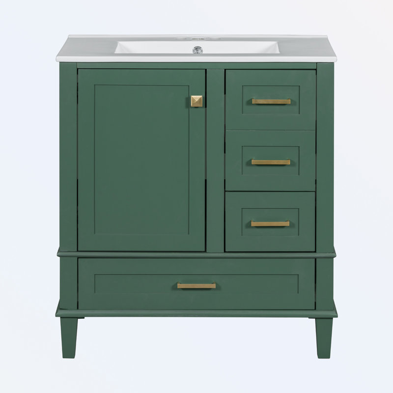 Omani 30'' Single Bathroom Vanity with Top, Green