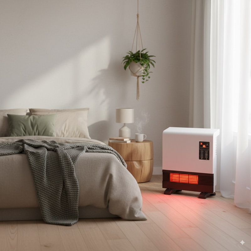 Airo Comfort 1500-Watt Wall Mounted or Floor Portable Space Heater Infrared Quartz, Timer, Thermostat, Overheat Protection, ETL certificate