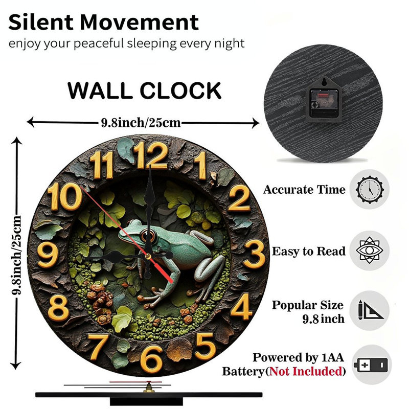 Resin Frog Clock Wall Clock Forest Decor