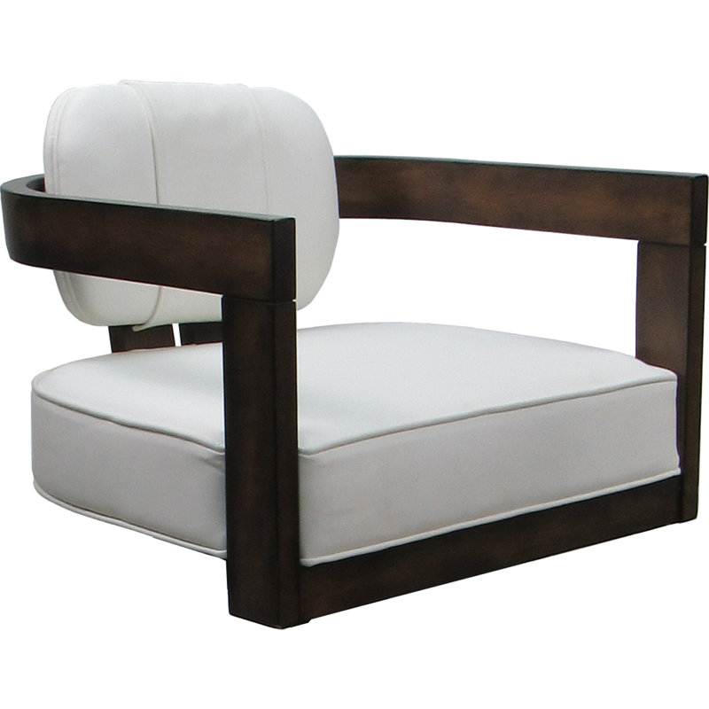 Très grand tabouret de bar pivotant en bois - siège de 34 po, Siège blanc / structure en noyer foncé