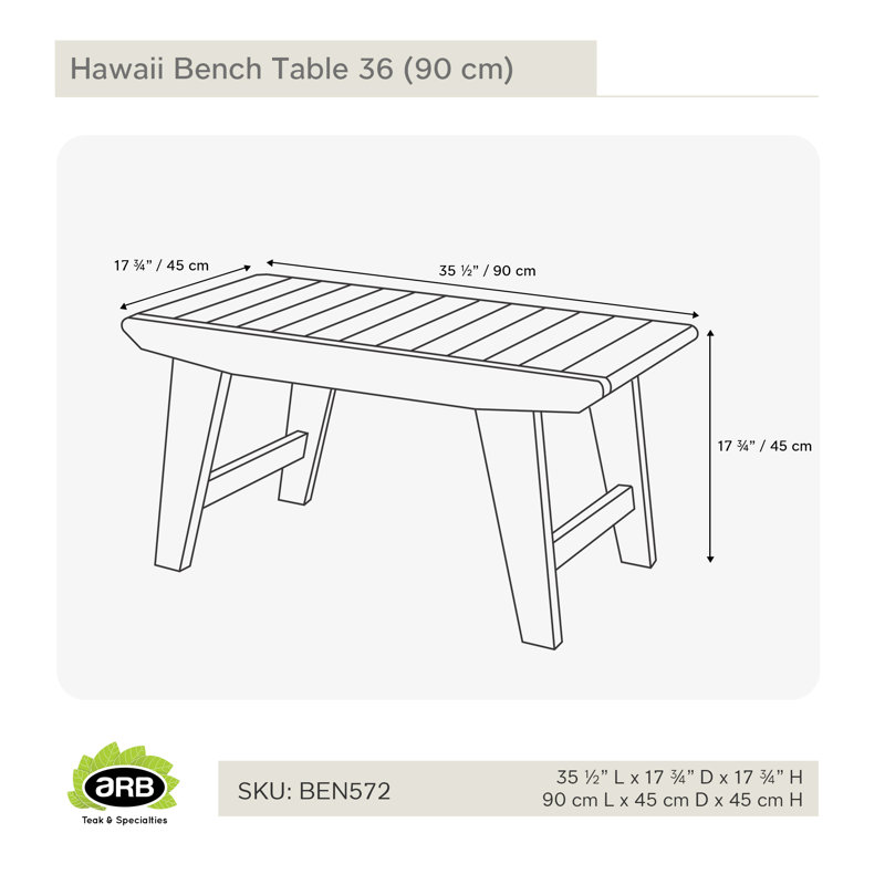 Copp Solid Wood Teak Outdoor Bench