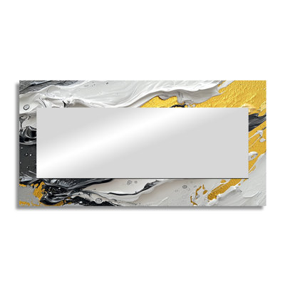 Black Yellow Fugue In Color II - Neo-Expressionism Accent Wall Mirror - Printed On Metal