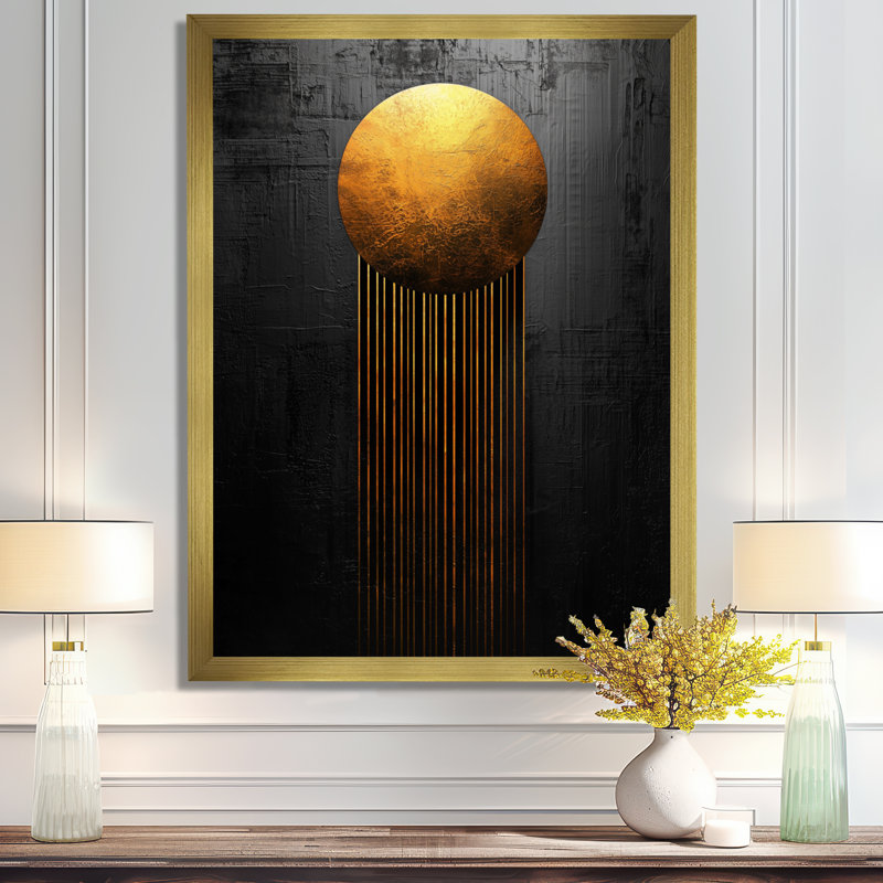Bobba - reproduction d'art sur toile abstraite, H 40 po x l 30 po, Reproduction encadrée d'une seule photo, Doré