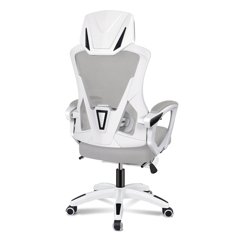 Office Chair with Headrest, Grey, White
