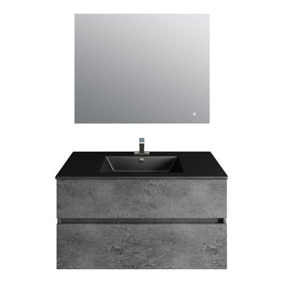 Meuble-lavabo 36 po, lavabo, miroir Linea