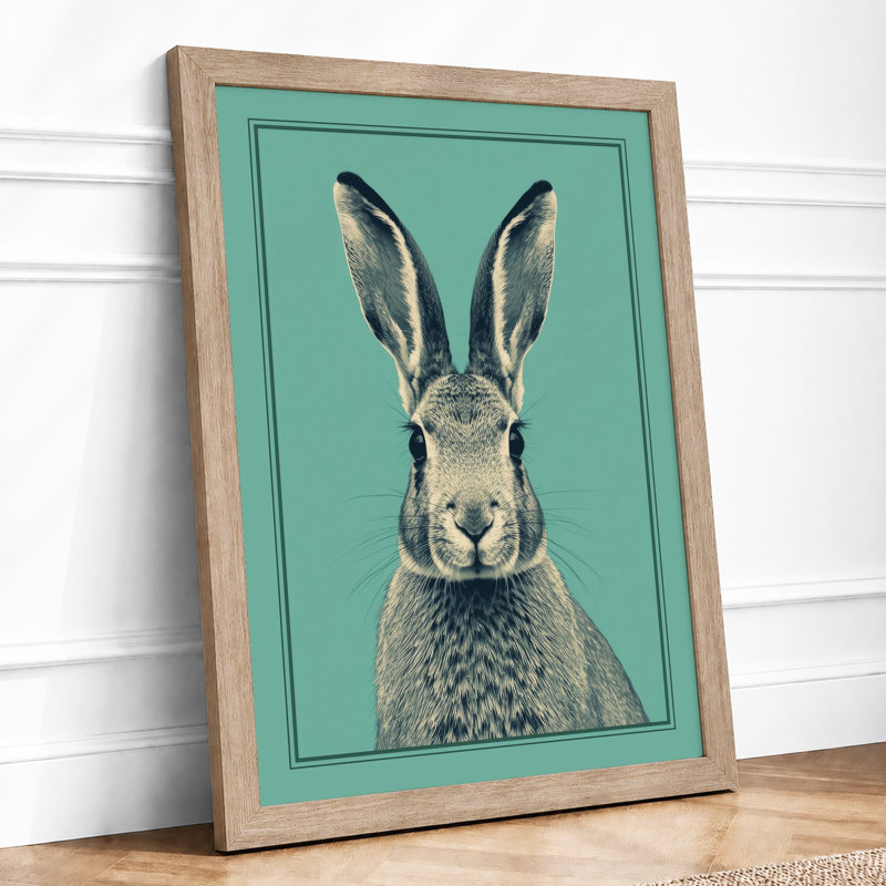 Contemplative Hare Vintage - Print, A2 - 59.4 x 42.0 cm, Oak