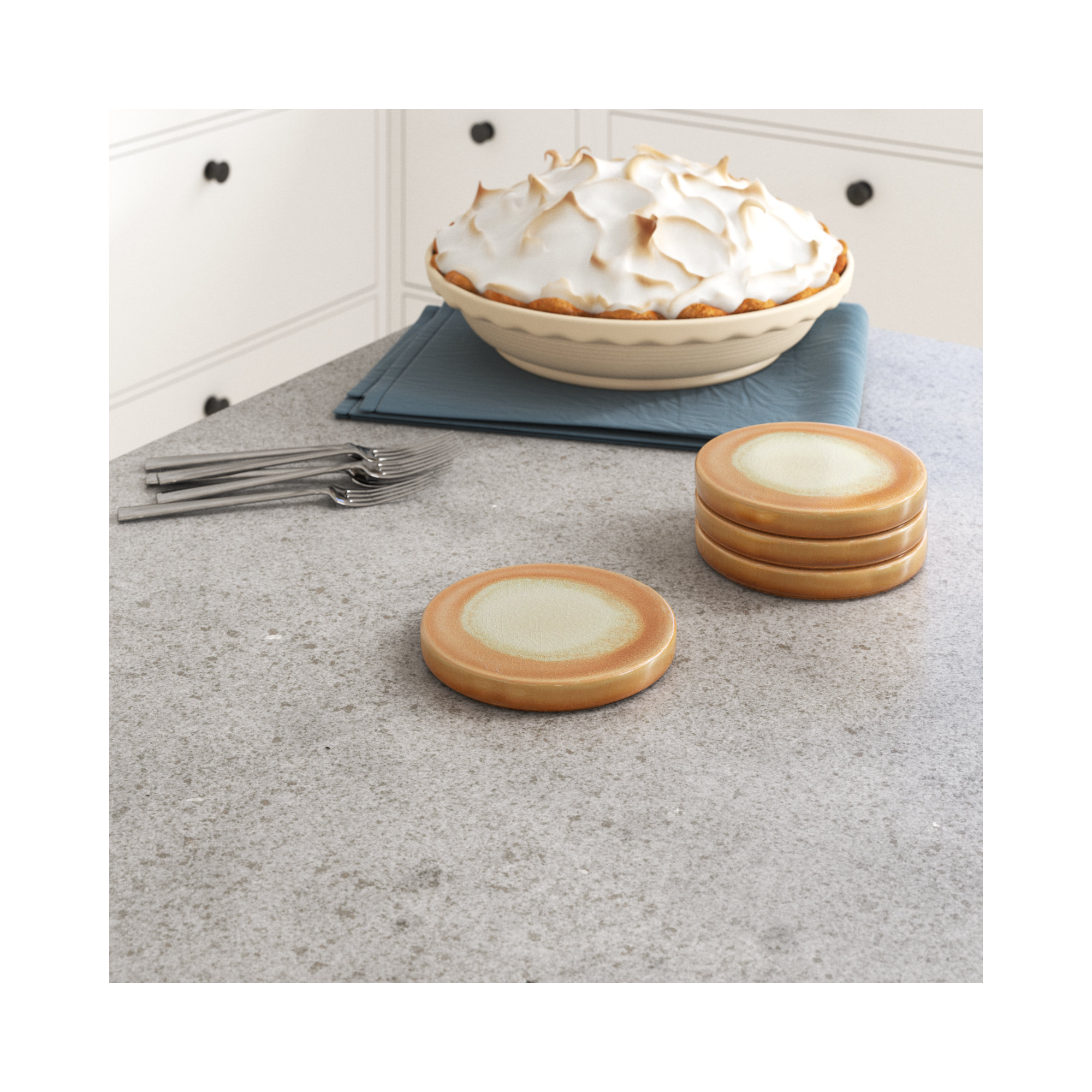 Reactive Glaze Coasters, Terracotta