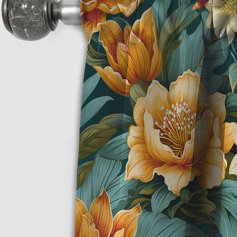 Ananas Serenity - motif tropical II - Rideau floral - Rideau occultant floral - 1 panneau, L 52 po x L 108 po