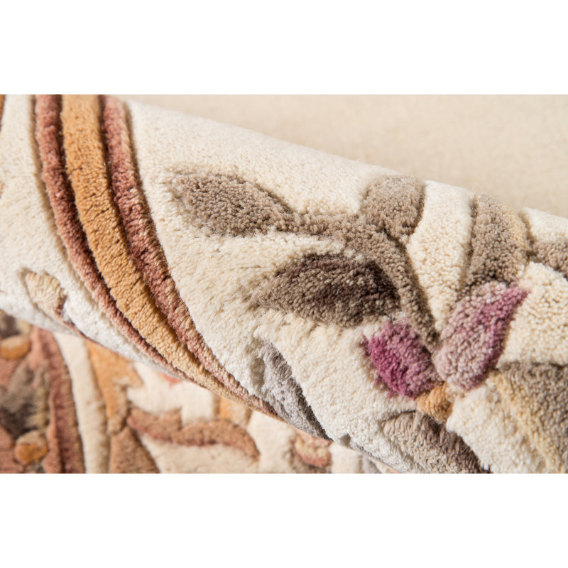 Tapis ivoire / brun en laine touffeté à la main Aizza, Rectangle 2 pi x 3 pi