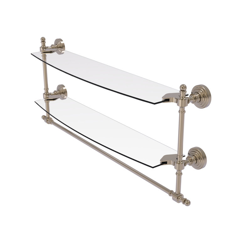 Retro Wave 2 Piece Tiered Shelf with Towel Bar, Antique Pewter
