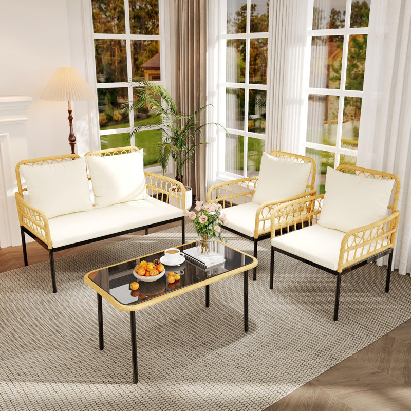 Ensemble bistro 4 pièces pour l'extérieur, Beige
