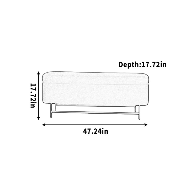 Banc de rangement pour magasin de vêtements, H 17,72 po x l 47,24 po x P 17,72 po