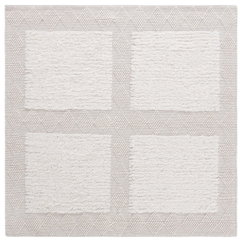 Natura Hand Loomed Wool/Cotton Solid Color Rug in Ivory, Square 6'