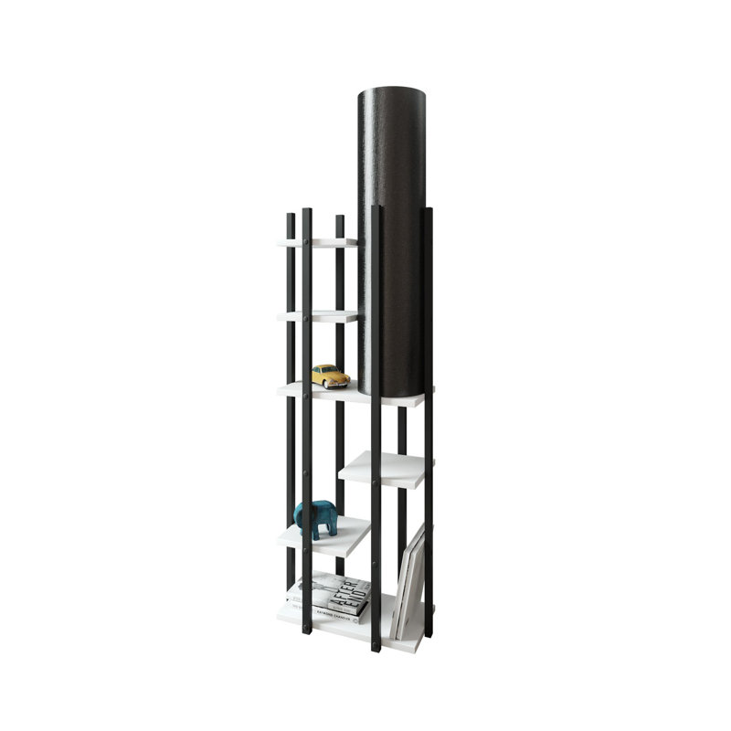 Modern Floor Lamp with On/Off Switch, Black & White Design, 63.0 x 17.7 x 17.7 inches | Durable Particle Board & MDF Construction, CE Certified, E27 Socket (Max 60W) | Stylish Lighting for Home & Office Decor
