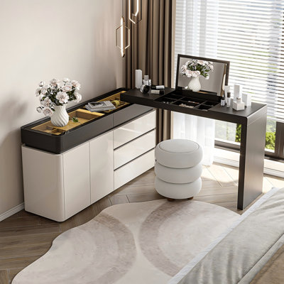 Meuble-lavabo extensible crème 47,24 po avec rangement