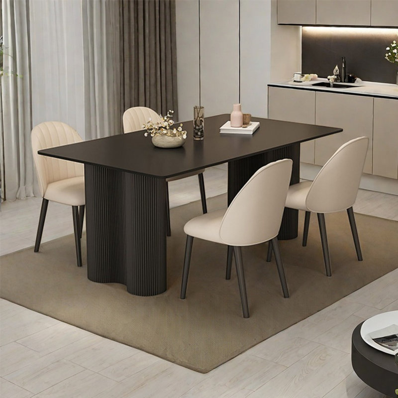 French modern simple dining table set, 29.5"H x 63"L x 31.5"W