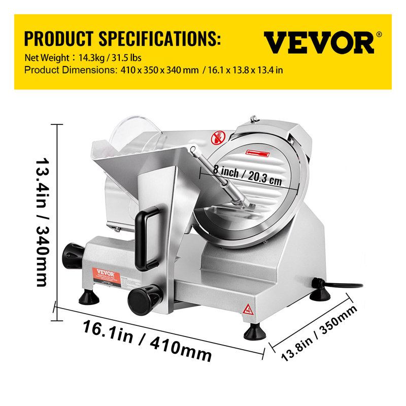 VEVOR Stainless Steel Electric Meat Slicer