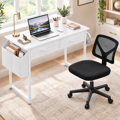 Ensemble de bureau et de chaise: bureau d'ordinateur de 32 pouces et chaise en filet noir à hauteur réglable