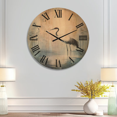 Extra Large Birds Wooden Wall Clock – Crane Moon Marsh